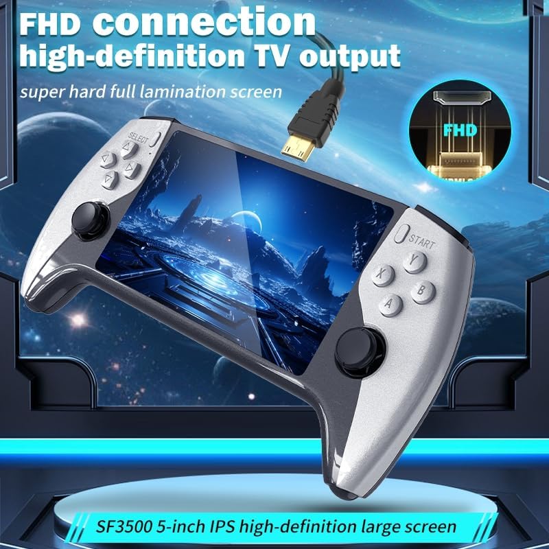 SF3500 Retro Handheld Game Console-Handheld Game Console with HD 5.5-inch IPS Screen Classic Video Games Supports TV Connection,14+ Emulators & 5-Hour Battery Life