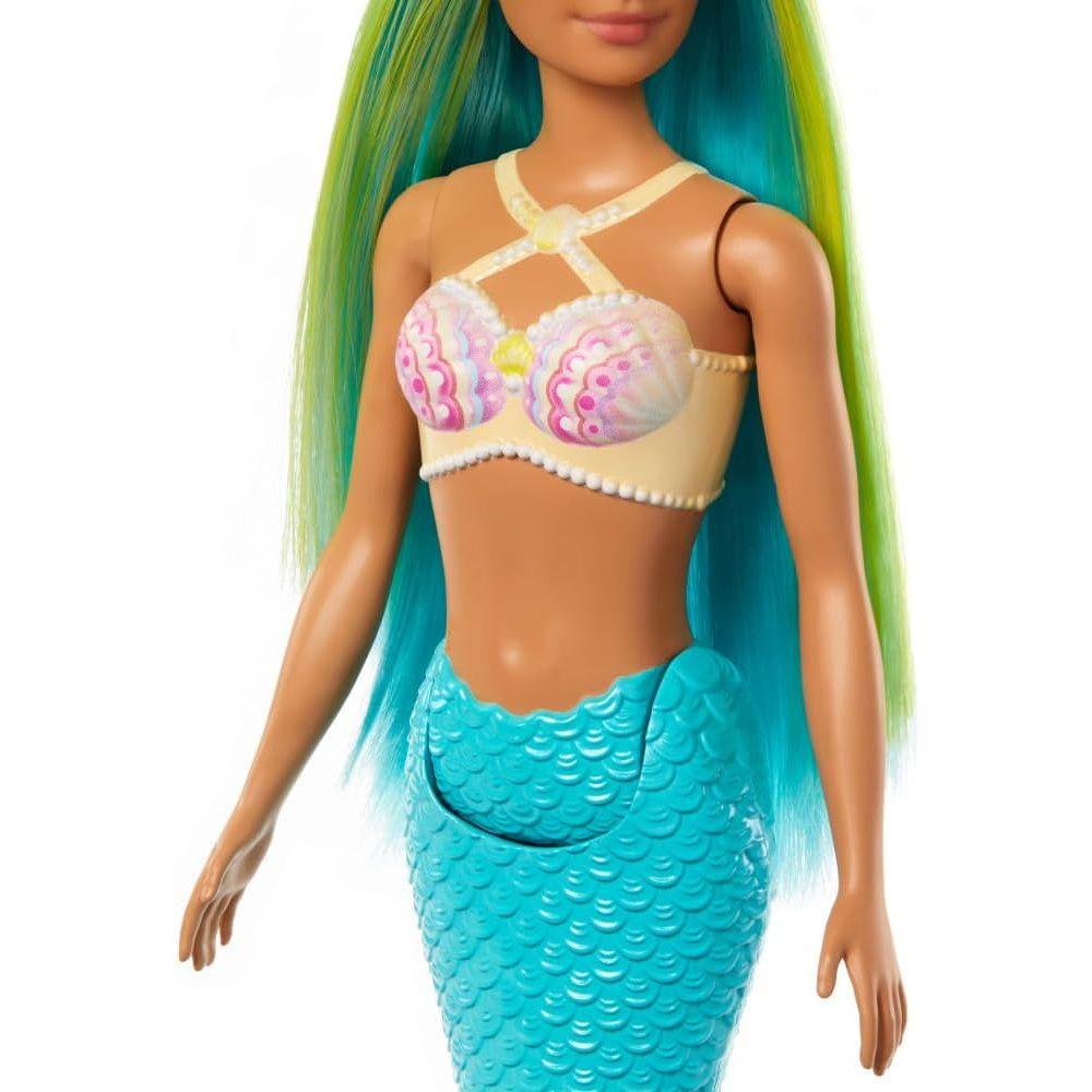 Barbie Mermaid Dolls with Fantasy Hair and Headband Accessories, Mermaid Toys with Shell-Inspired Bodices and Colorful Tails