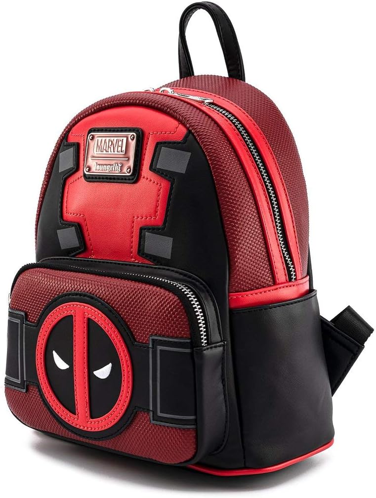 Red and black backpack with Marvel logo 