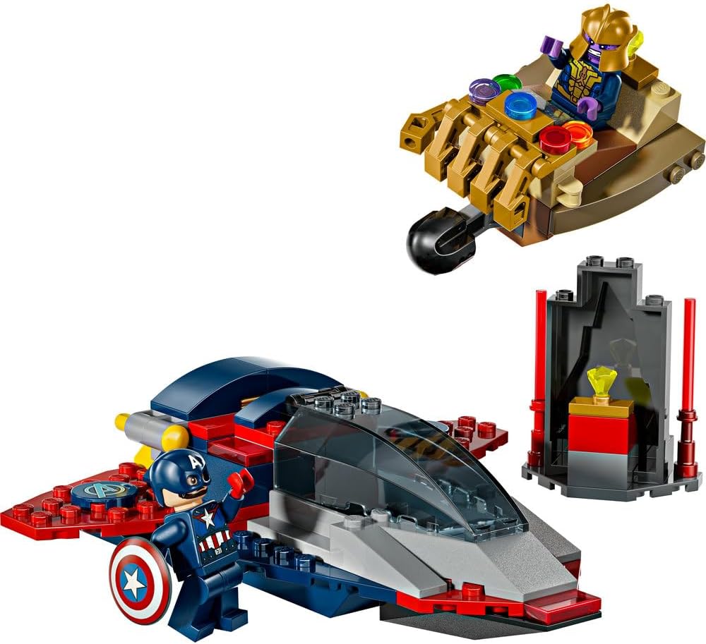 LEGO 76319 Marvel Captain America vs. Thanos - Avengers Building Toy with a Jet Plane & 2 Minifigures with Accessories incl. Cap's Shield