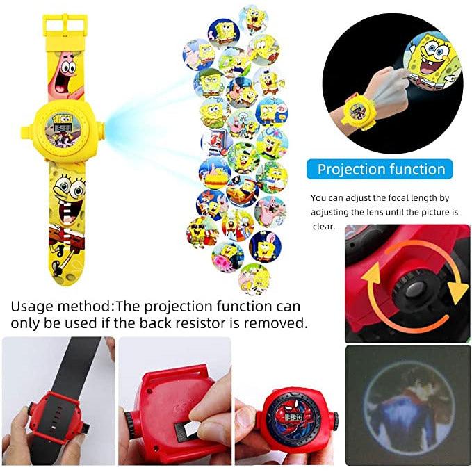 Shandler 3D Projector Watches, Children Electronic Cartoon Watch - SpongeBob