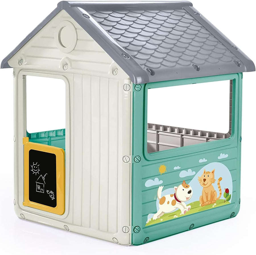 Dolu My First House - Indoor & Outdoor Playhouse (White & Green)