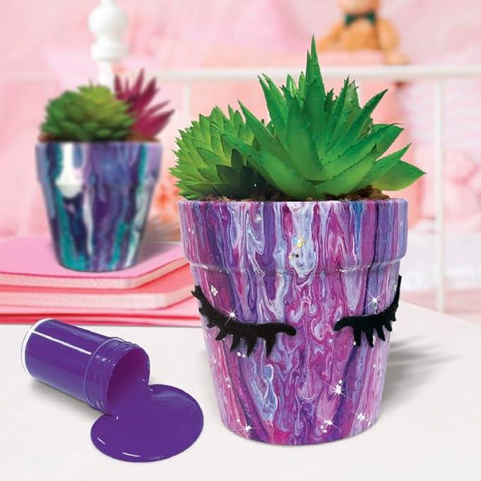 Sew Star Paint Your Own Pouring Art-Garden Flower Pot - Make it on your own DIY for kids SS-19-077, 6+