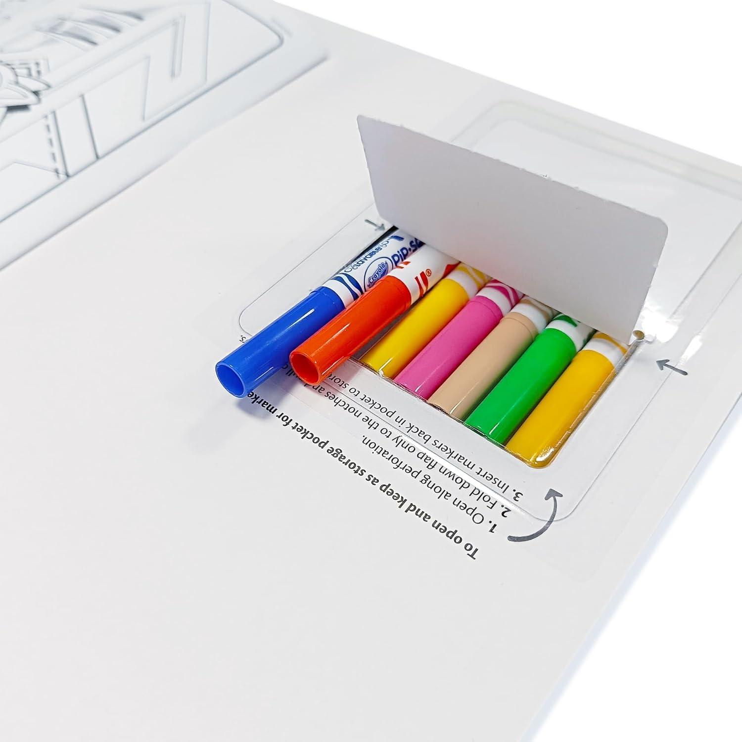 Crayola Sonic Activity & Coloring Album, 32 Colouring Pages and 7 Mini Washable Felt Tip Pens