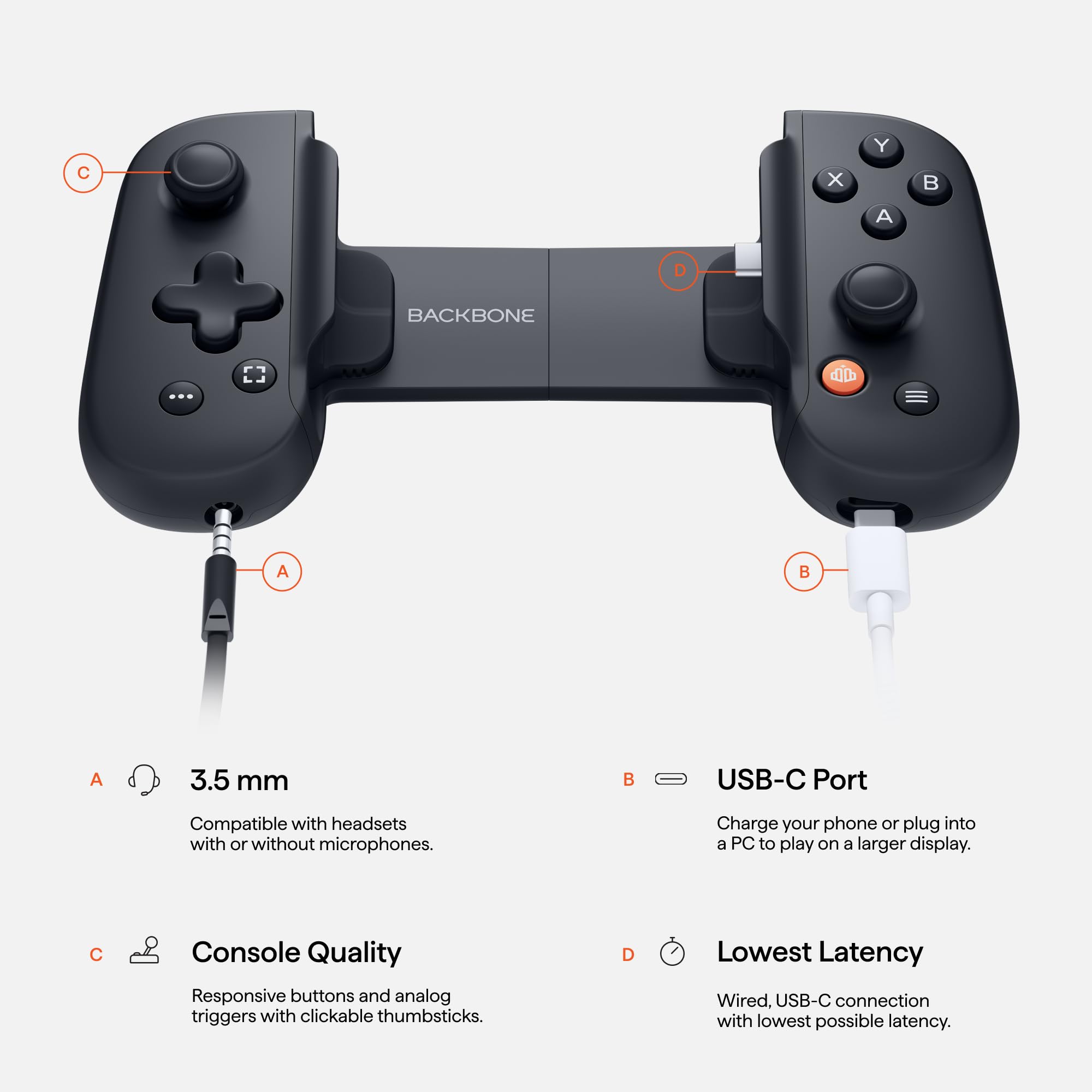 BACKBONE One Mobile Gaming Controller for Android and iPhone 15/16 Series (USB-C) - 2nd Gen