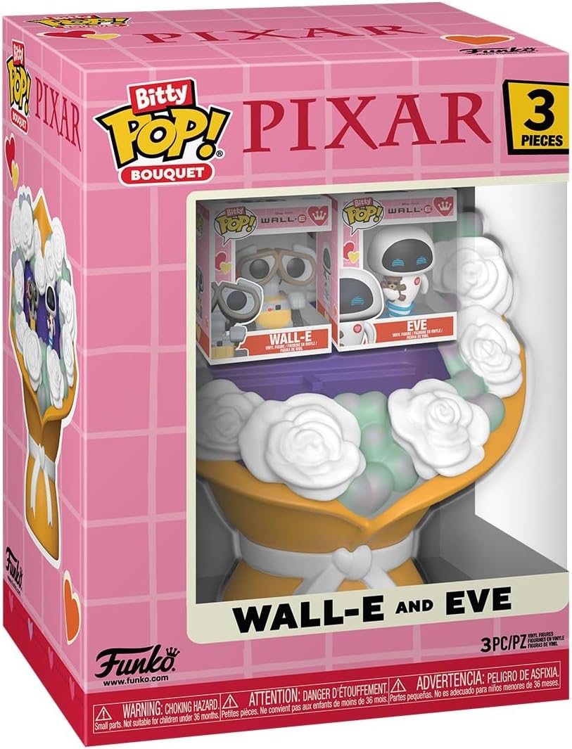 Funko Bitty Pop! Bouquet Cartoon Animation: Disney Pixar - Wall-E - Valentines Love- Wall-E and Eve 3-Pieces