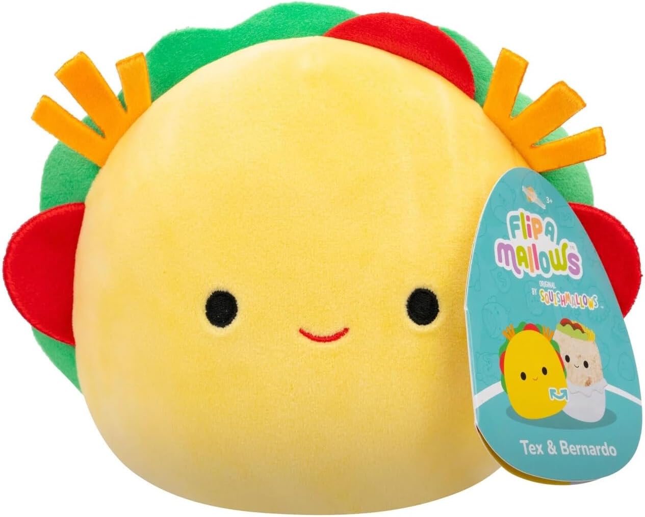 Jazwares Squishmallows Flip-A-Mallows Tex Taco Bernardo Burrito Plush Toy, 5-Inch Size, Multicolor