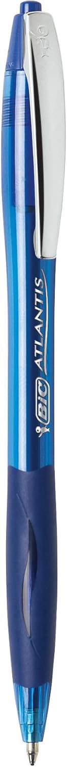 BIC Atlantis Original Retractable Ball Pen, Medium Point (1.0 mm), Blue, 2-Count
