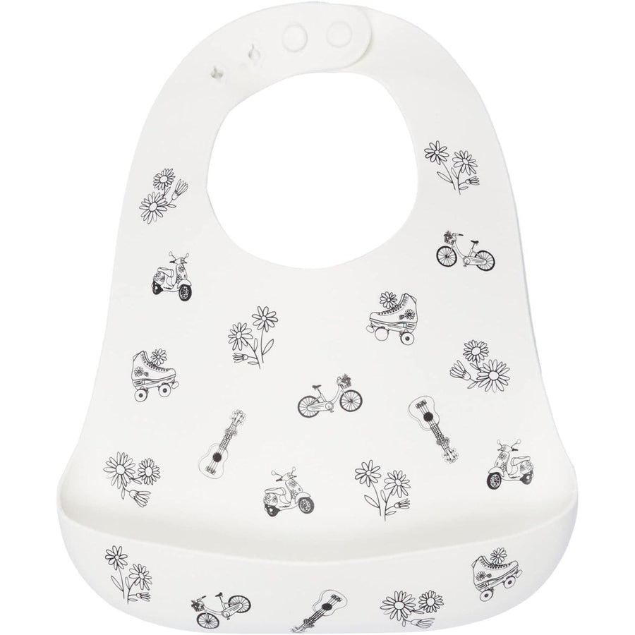 Stephen Joseph All Over Print Silicone Bib Black/White Sketch One Size