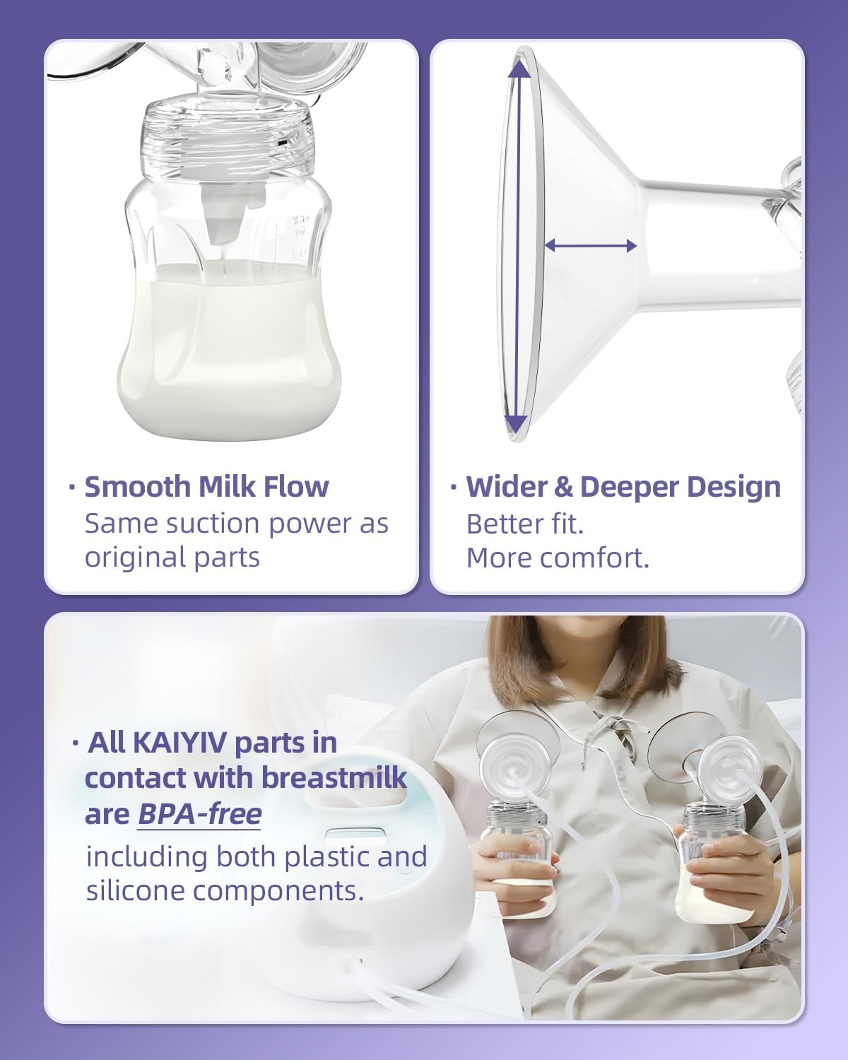 حواف متوافقة مع Spectra S1/S2/9 Plus/Synergy Gold – قطع غيار مضخة الثدي ذات العنق العريض – ليست أصلية، حافة Spectra (قطعتان) - 24 مم