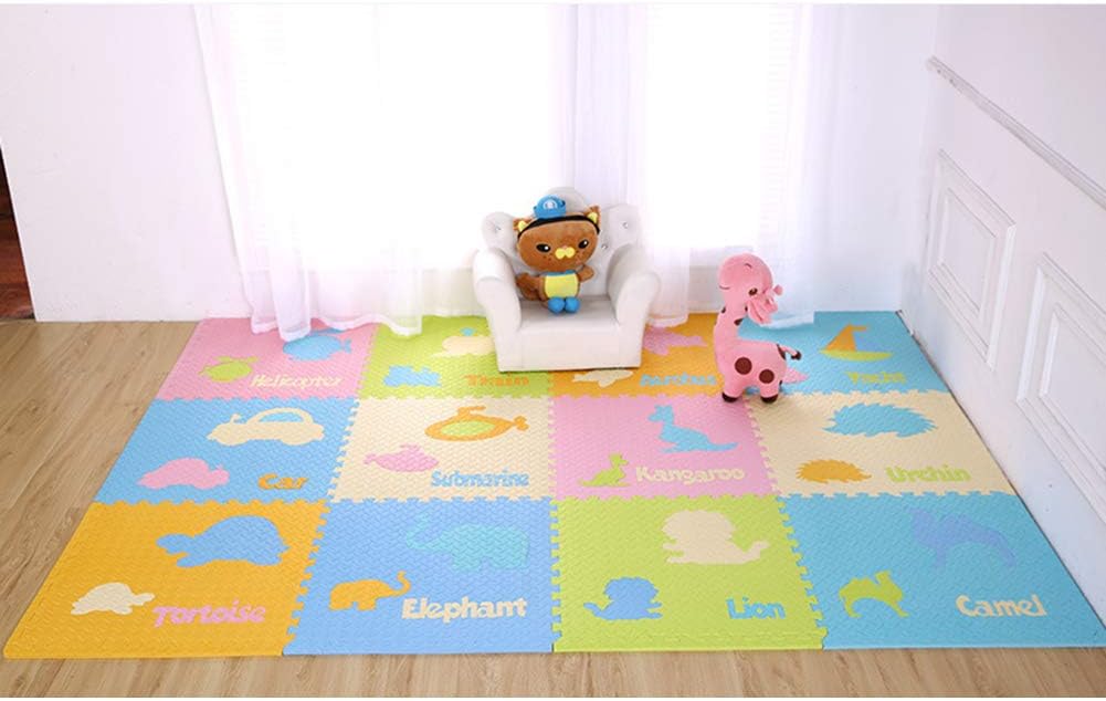 Animals educational interlocking EVA puzzle floor baby play mat for crawling 6 PCS