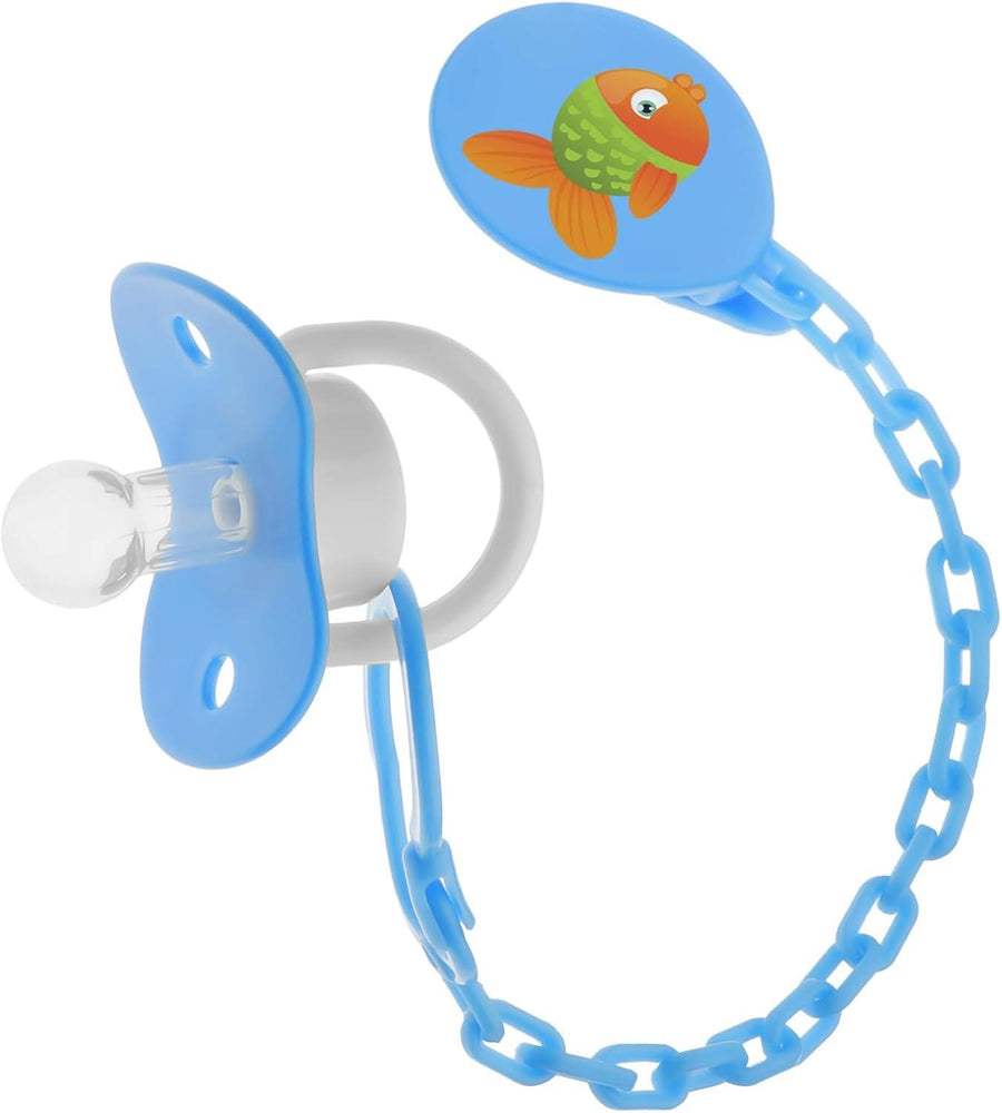 Bubbles Tatinah, Normal Soother With Chain for +6M - Blue