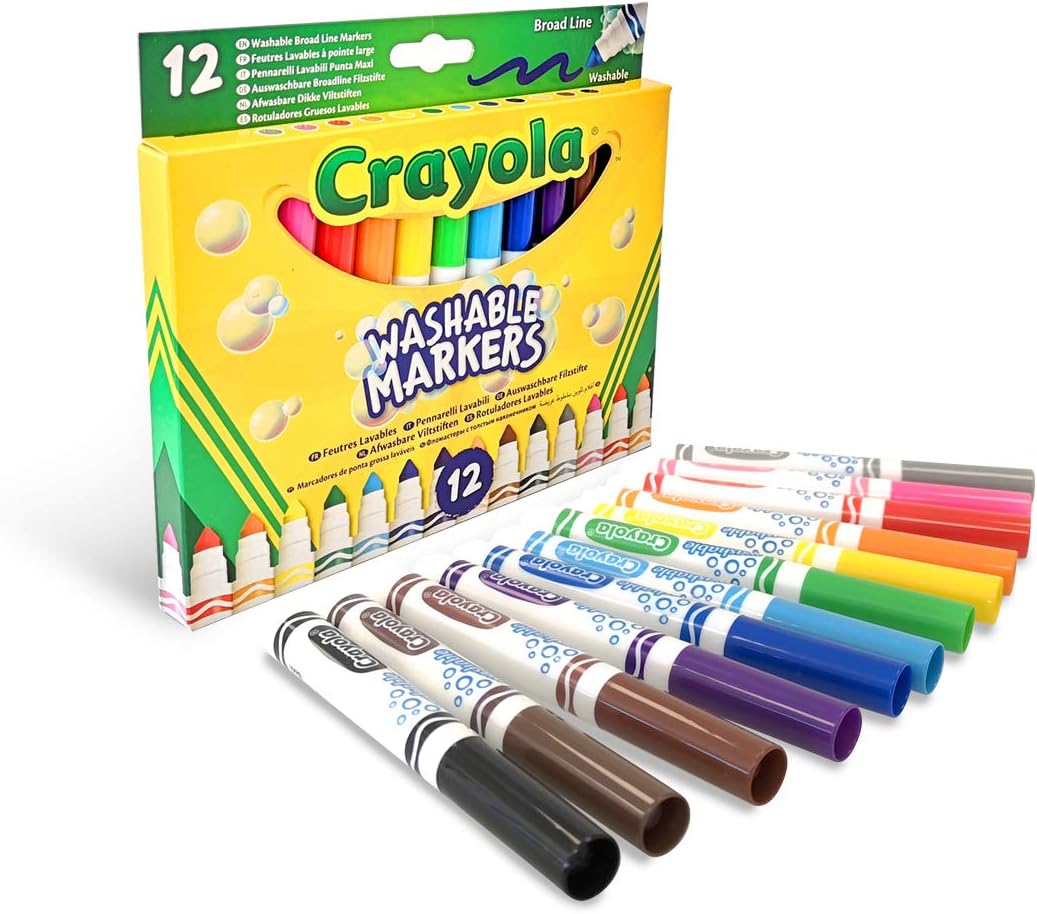 Crayola 12 washable fibre-tip pens with maxi tip made of super strong fibres