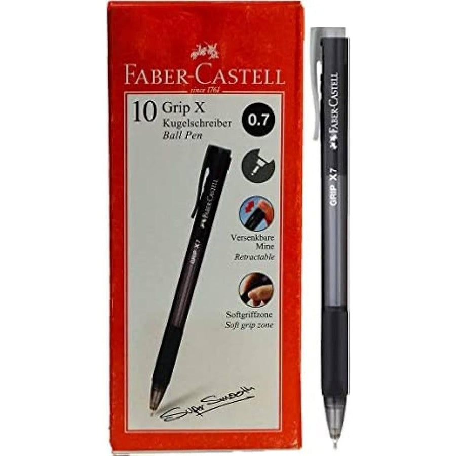 Faber-Castell Grip X-7 Ballpoint Pen Super Smooth (0.7mm, Set of 10 Pieces, Black )