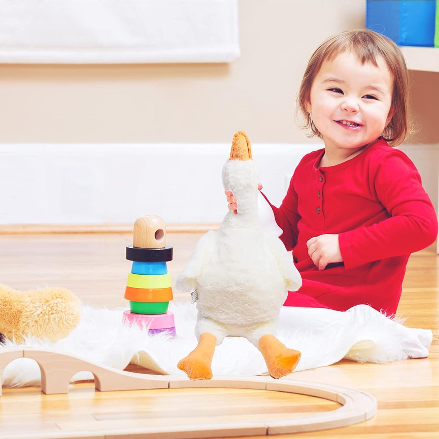 Goose Stuffed Animal Cute Swan Plushies Big Duck Plush Toy for Girls Boys Party Favors Birthday Gift (White) 90 cm