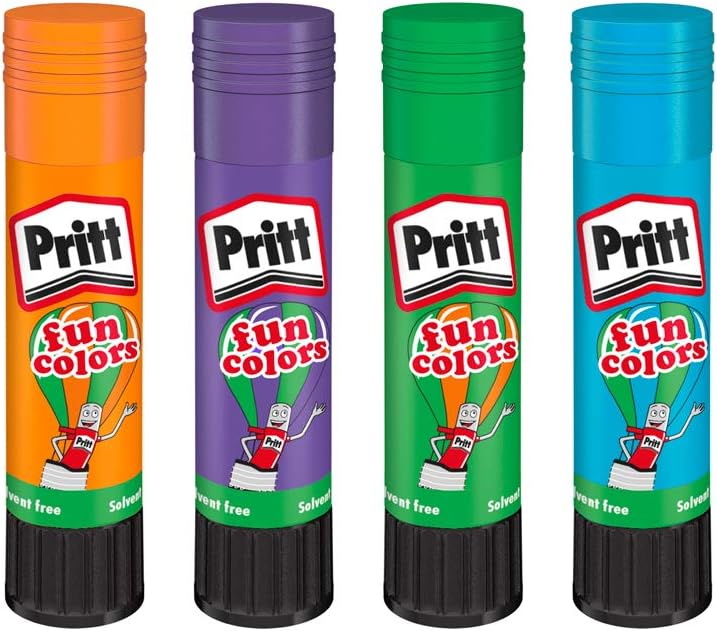 Pritt Rainbow Coloured Glue Sticks, Safe & Child-Friendly Craft Glue for Arts & Crafts Activities