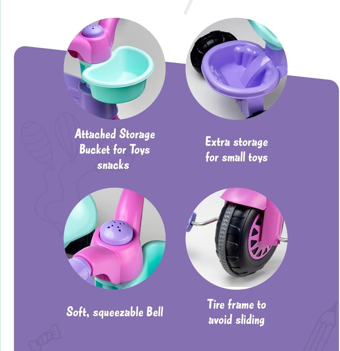 TIC TOYS KIDS Trello Tricycle WHEEL BIKE Purple Frozen