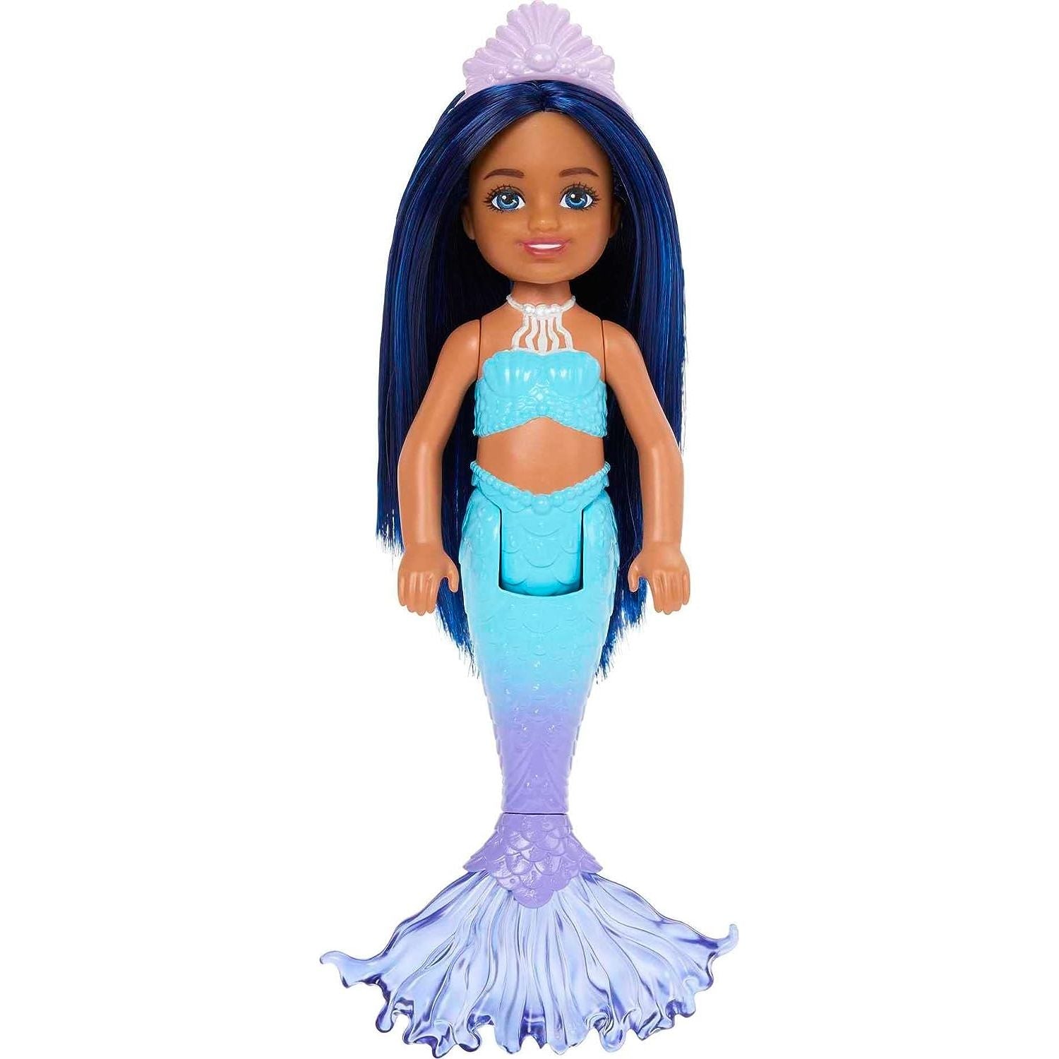 Barbie Mermaid Chelsea Doll with Midnight Blue Hair and Ombre Tail, Mermaid Toys, Crown Accessory Brand: Barbie