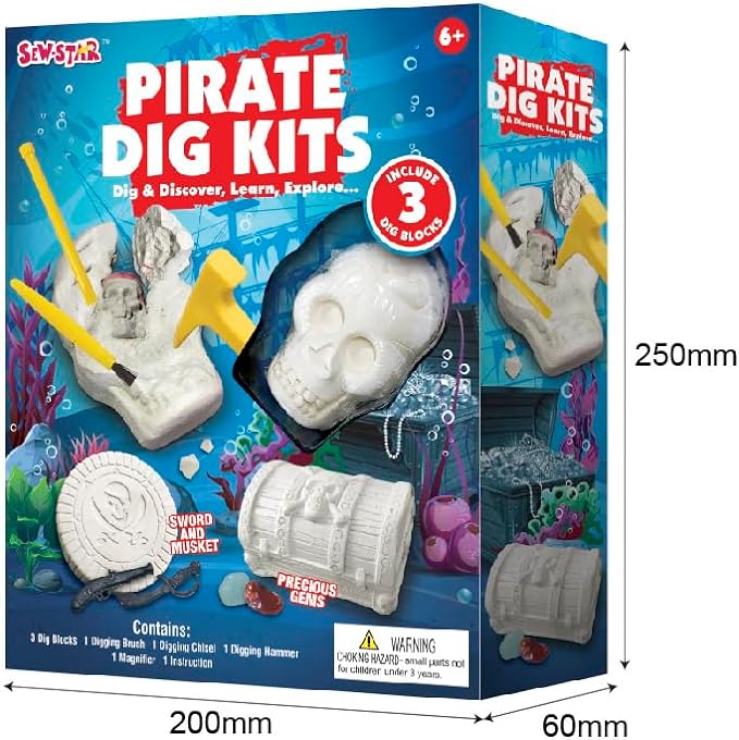 Sew Star Pirate Dig Kits - Excavation toy for kids SS-20-032, 6+