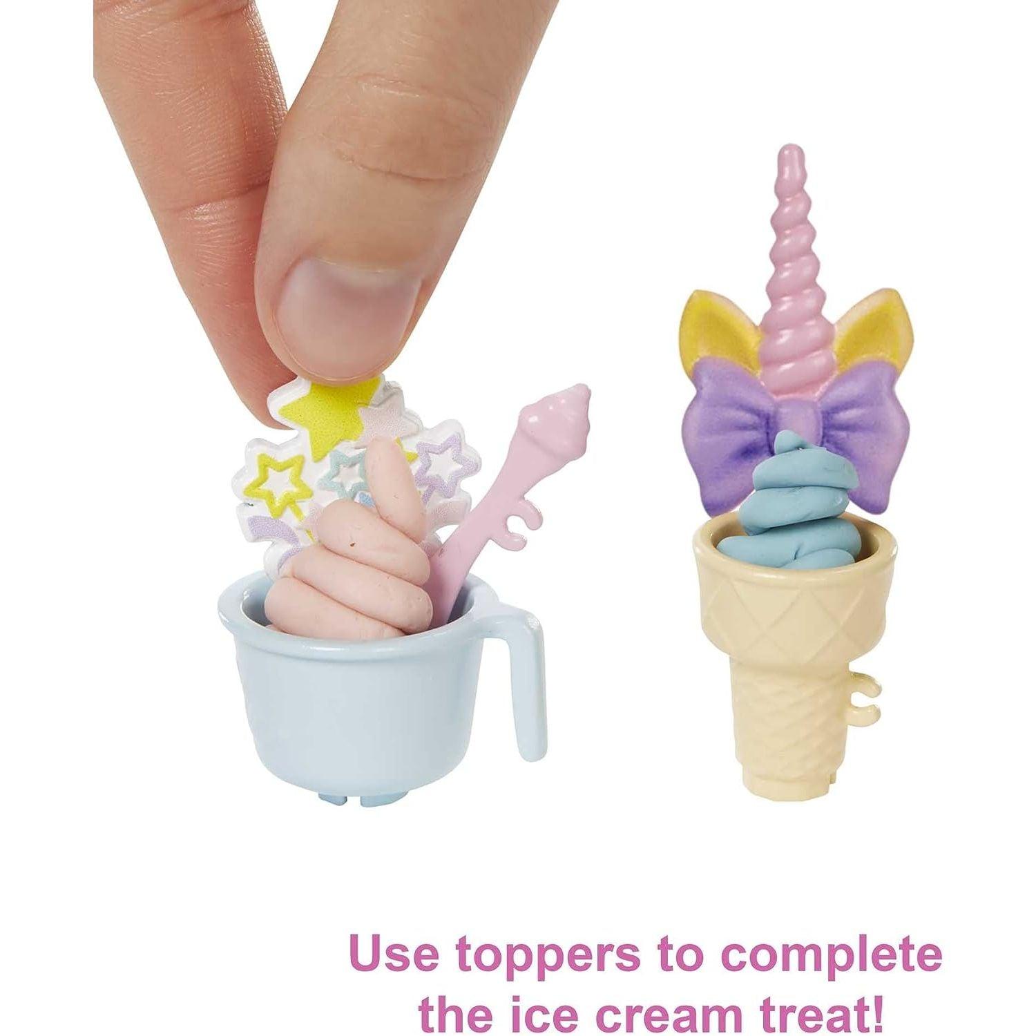 Barbie Careers Doll & Accessories, Ice Cream Shop Playset with Blonde Doll, Ice Cream Machine, Molds, Dough & More