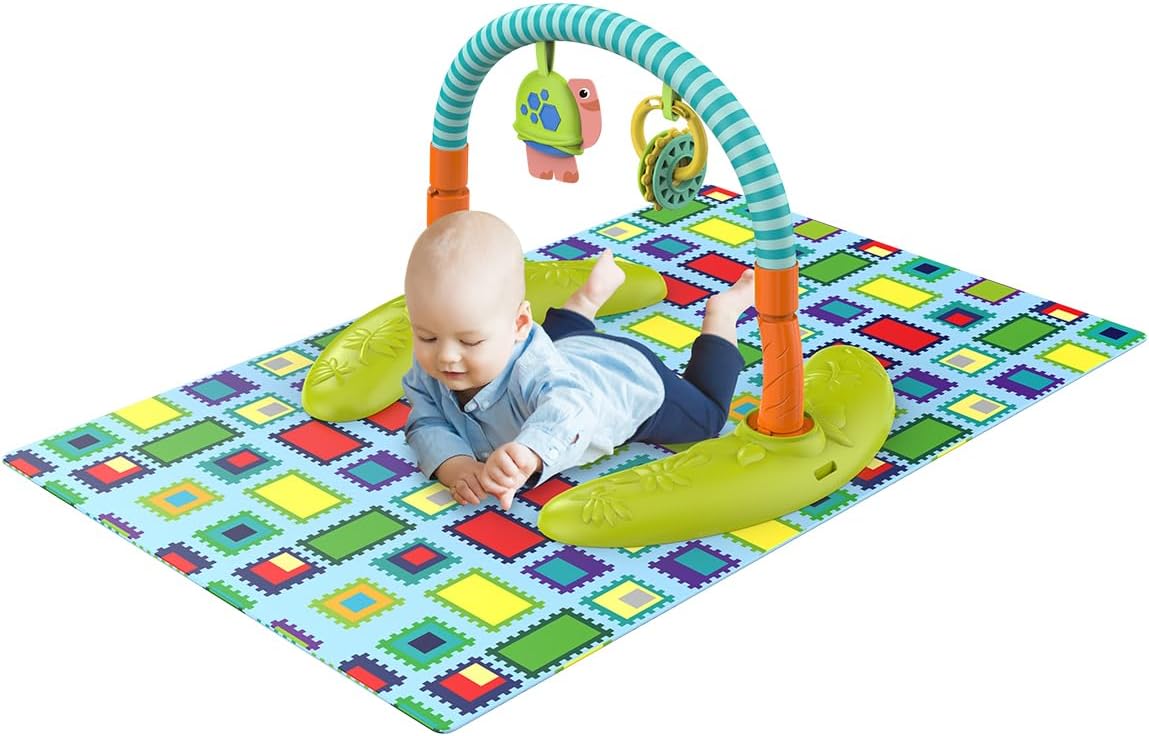مركز أنشطة للأطفال الرضع مع نطاطية ٤ في ١ | يتحول إلى سجادة للاستلقاء على البطن، وكرسي هزاز ثابت، ومشاية دفع، وطاولة لعب للأطفال الصغار