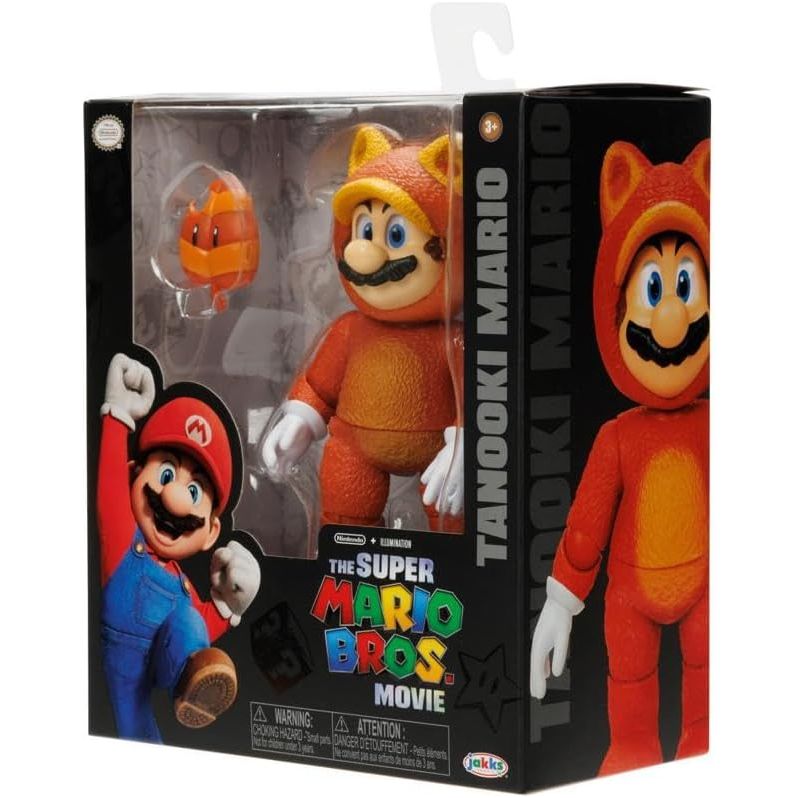 The Super Mario Bros. Movie - 5 Inch Action Figures Series 2 – Tanooki Mario Figure with Leaf Accessory