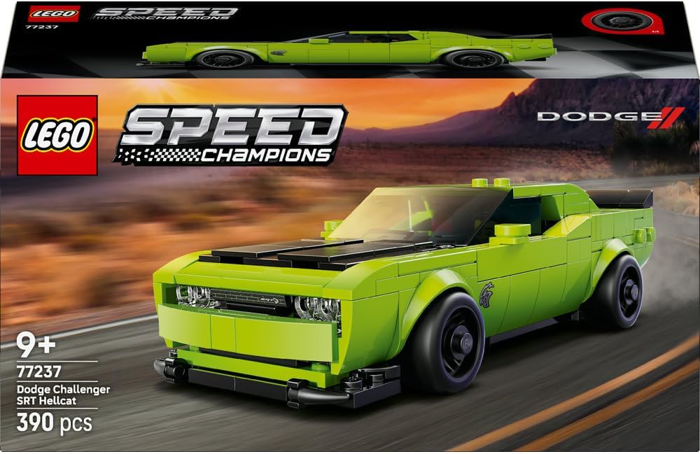 ليغو 77237 سبيد تشامبيونز دودج تشالنجر إس آر تي هيلكات لعبة سيارة رياضية - طقم نموذج سيارة مع مجسم سائق صغير