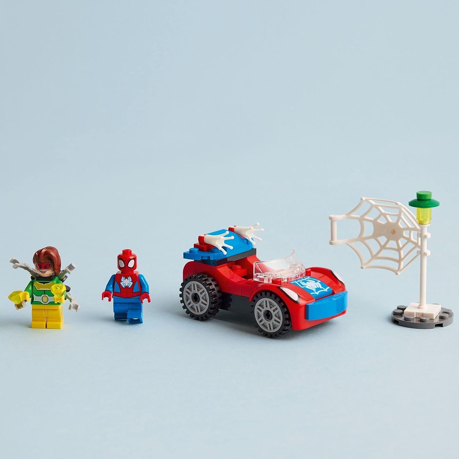 ليجو 10789 مجموعة سيارة مارفل سبايدر مان ودوك اوك، سبايدي وأصدقائه المذهلين، لعبة قابلة للبناء للأطفال من عمر 4 سنوات فما فوق مع قطع متوهجة في الظلام