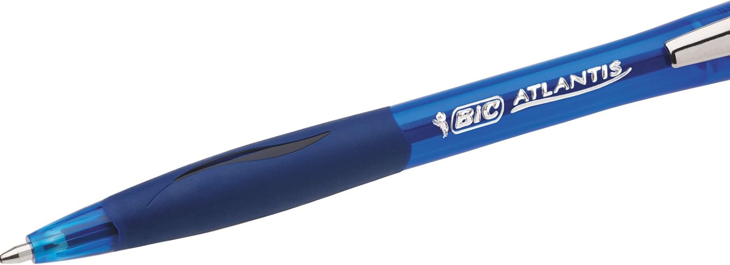 BIC Atlantis Original Retractable Ball Pen, Medium Point (1.0 mm), Blue, 2-Count
