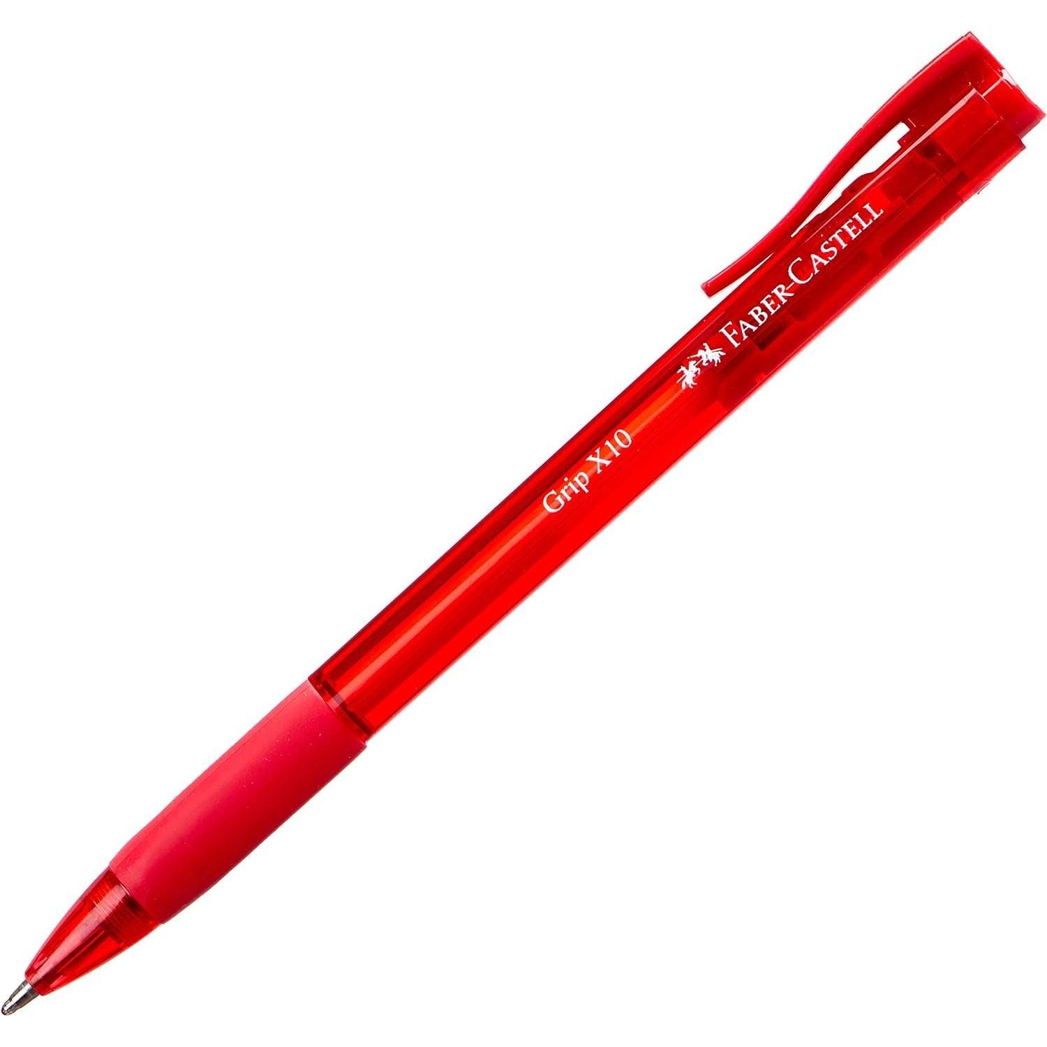 Faber-Castell Grip X-7 Ballpoint Pen Super Smooth (0.7mm, Set of 10 Pieces, Red)
