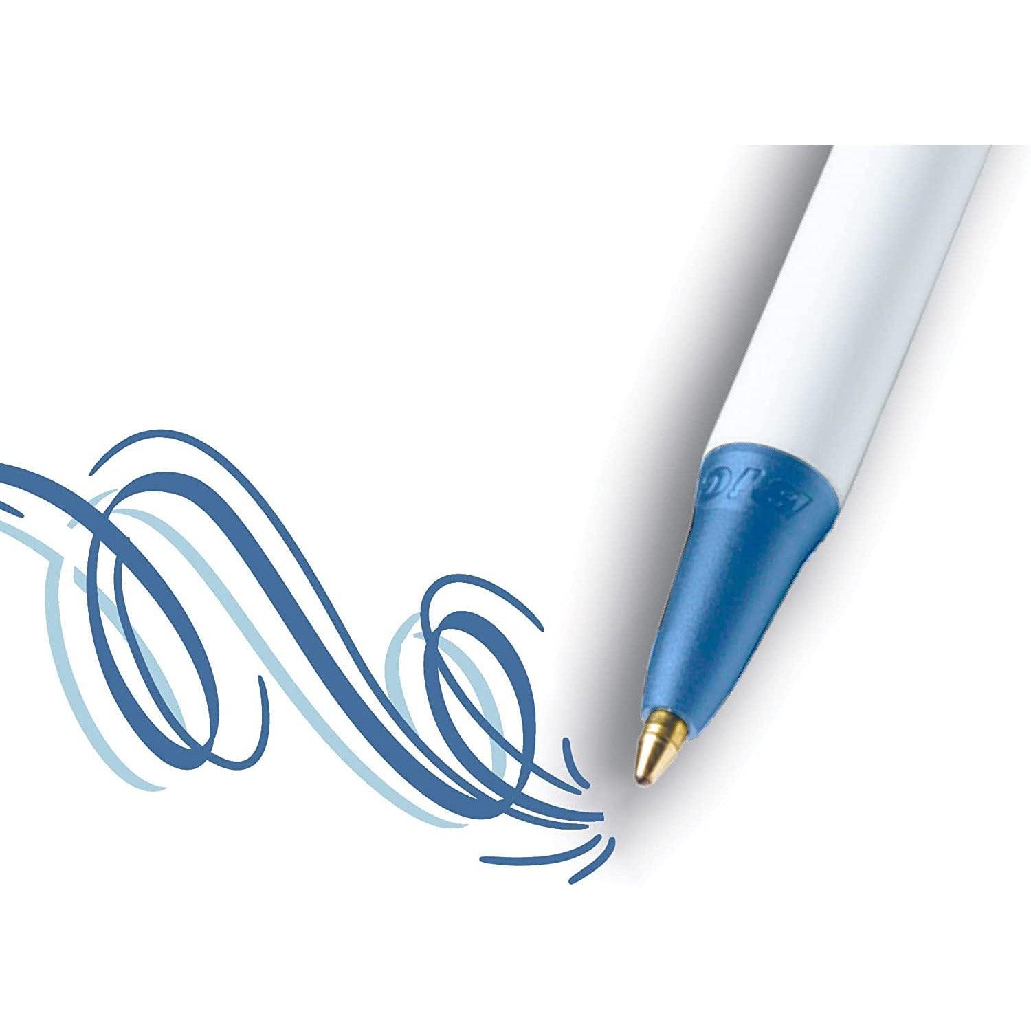 BIC Clic Stic Retractable Ball Pen, Medium Point (1.0mm), Blue, 12-Count - BumbleToys - 5-7 Years, Drawing & Painting, Pencil, Pre-Order, School Supplies, Stationery & Stickers