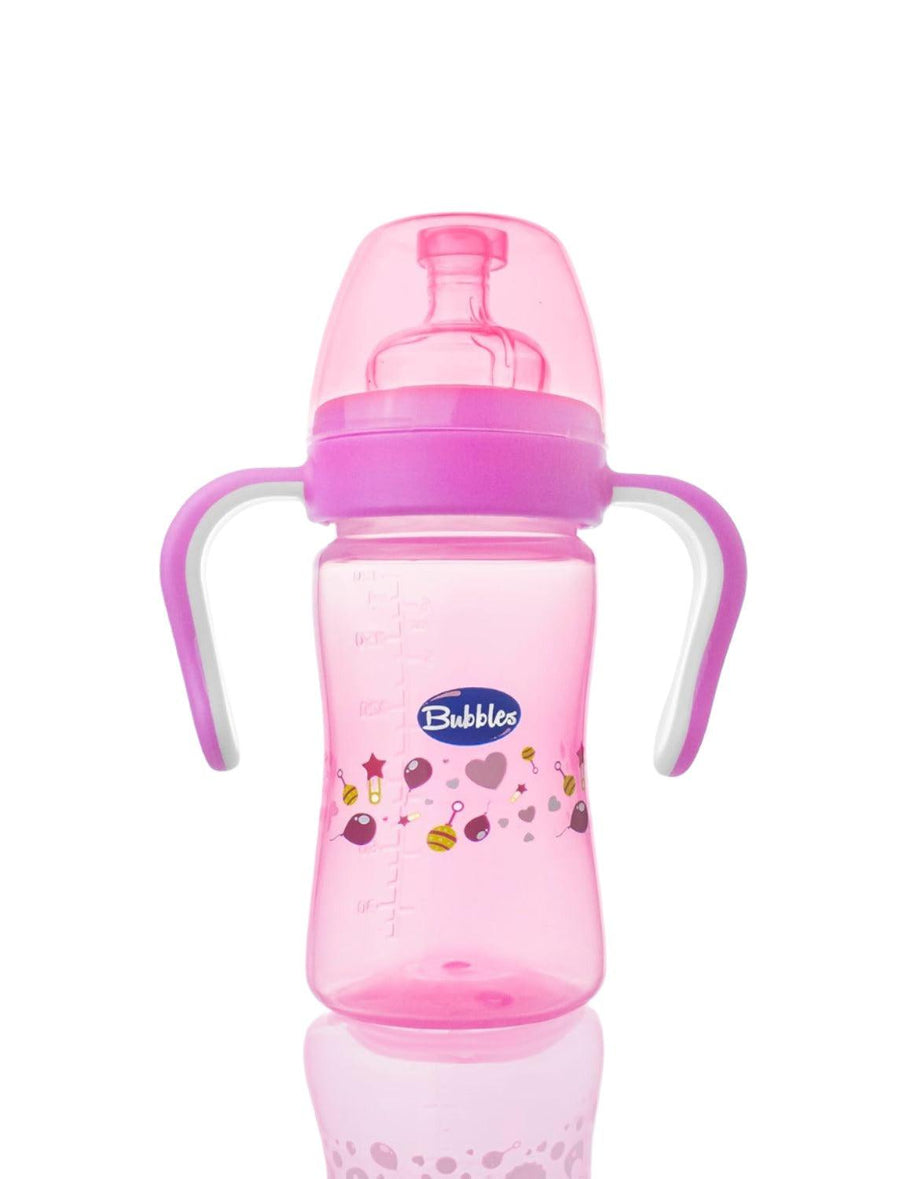 Bubbles Classic feeding bottle with hand 180ml - Pink