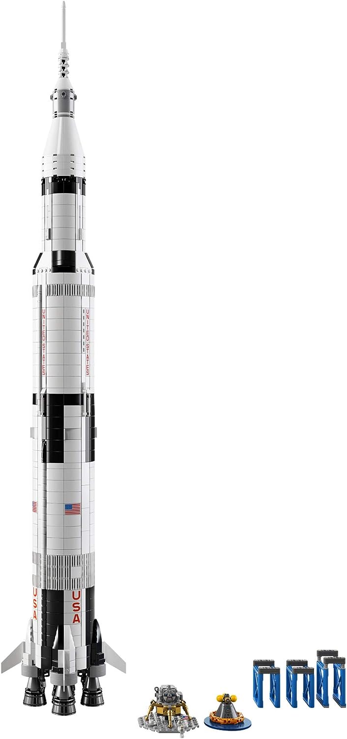 ليجو آيدياز 92176 ناسا أبولو ساتورن V نموذج صاروخ الفضاء الخارجي للأطفال والكبار، مجموعة بناء العلوم (1969 قطعة)