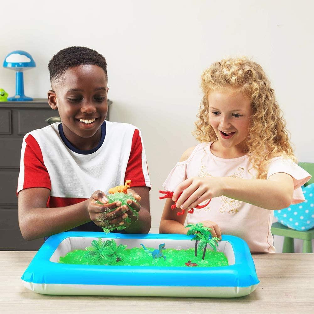 Gelli Worlds Dino Pack from Zimpli Kids, 5 Use, 8 x Dinosaur Figures, Inflatable Tray, Imaginative Prehistoric Dinosaur Playset, Educational Science Kit - BumbleToys - DINO, Dino Toy, Dinosaur, Educational Science Kit, Gelli Worlds, Pre-Order