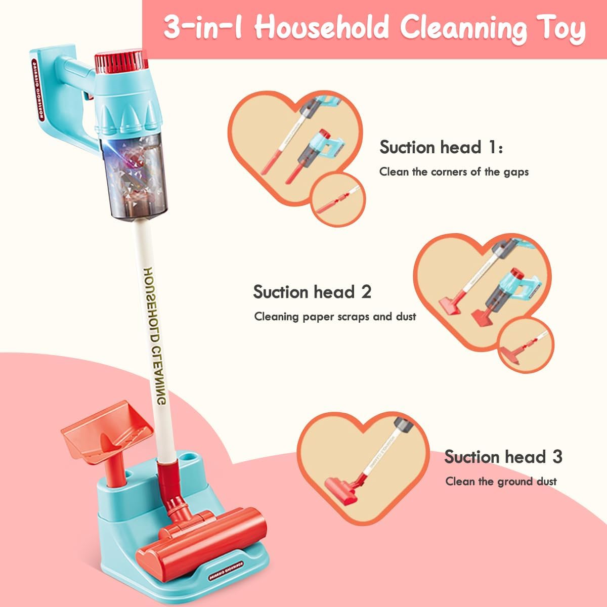 Kids Vacuum Toys Cleaning Toy Set Vacuum Cleaner Toys Set with Lights &Sounds Role Play Housekeeping Toy Set