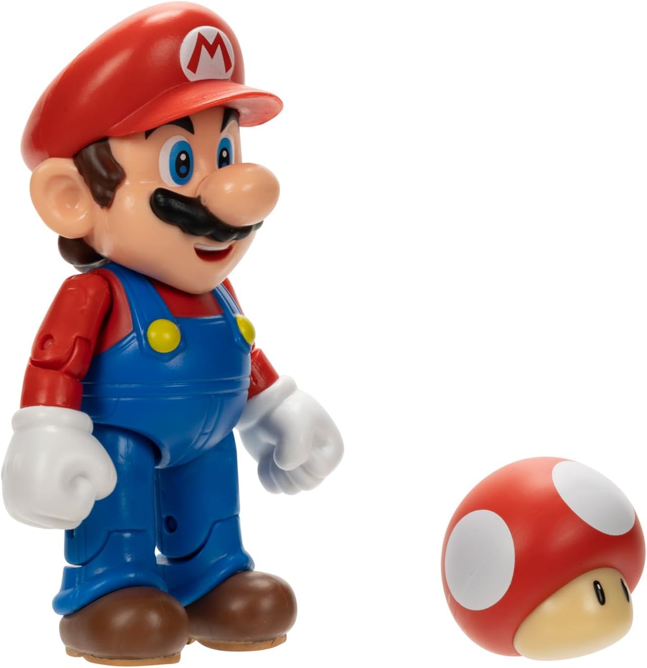 Super Mario Nintendo 4-Inch Mario Poseable Figure with Power up Mushroom Accessory. Ages 3+