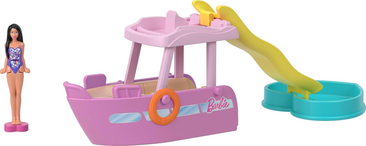 Barbie Mini BarbieLand 4-Pack Doll & Toy Vehicle Set with 4 Mini Dolls (1.5-inch) & 4 Iconic Vehicles with Color-Change Surprise