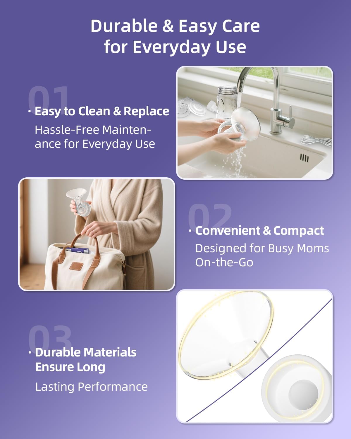 حواف متوافقة مع Spectra S1/S2/9 Plus/Synergy Gold – قطع غيار مضخة الثدي ذات العنق العريض – ليست أصلية، حافة Spectra (قطعتان) - 24 مم