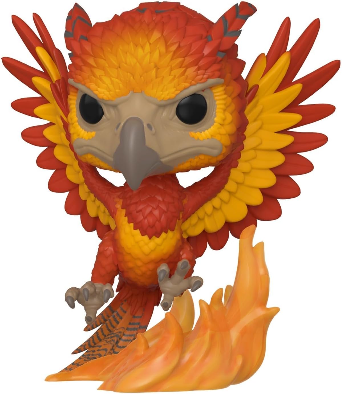 Figuurine of a fiery bird with orange and red feathers 