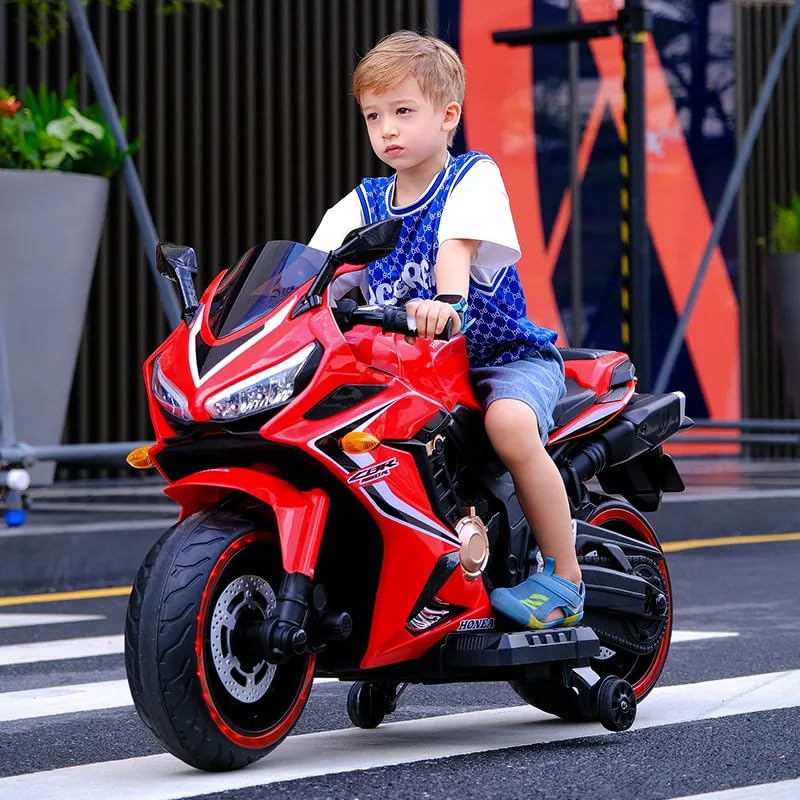12V Sport-Style Kids' Electric Motorbike - Red