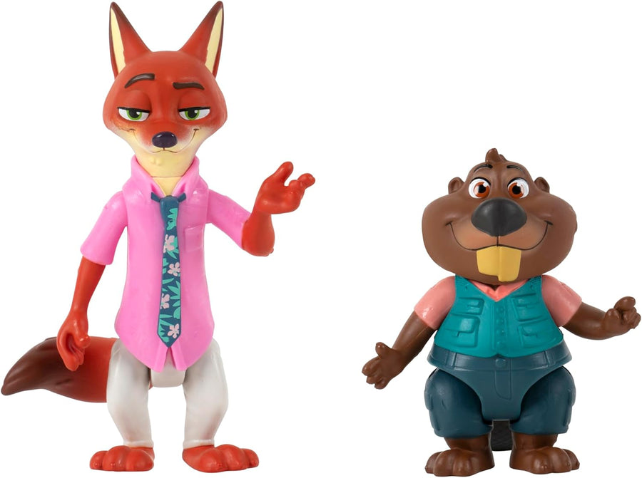 Disney Zootropolis 2 Figure 3-Inch 2-Pack - Nick Wilde with Nibbles Maplestick, Official Zootopia 2 Movie Toys, Collectibles