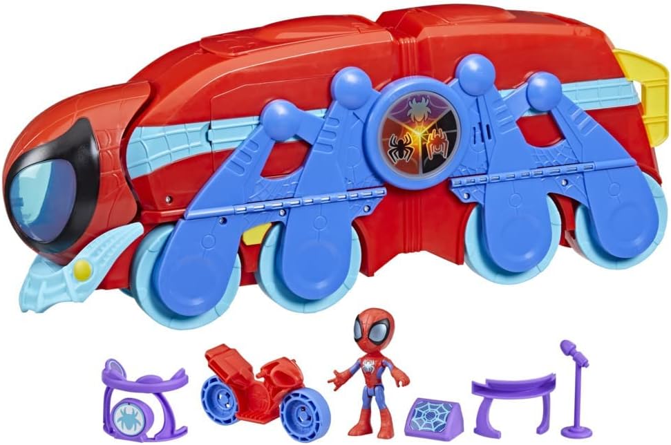 Marvel Spidey and His Amazing Friends Spider Crawl-R: Transforming 2-in-1 Mobile Headquarters Playset with Lights & Sounds