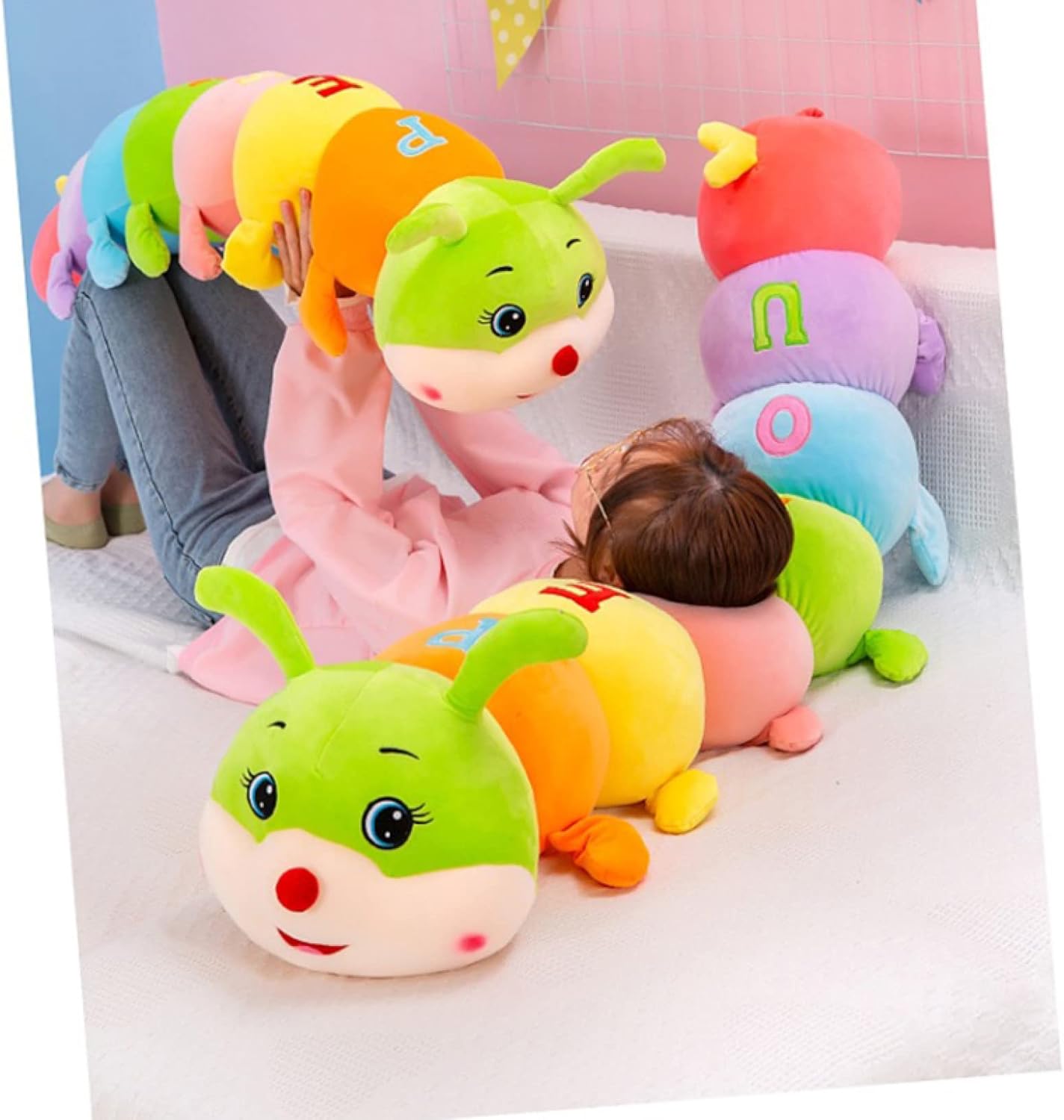 Cognitive Plush Worm Stuffed Doll Toys Soft Worm Pillow for Kids Birthday 120cm Long Colorful