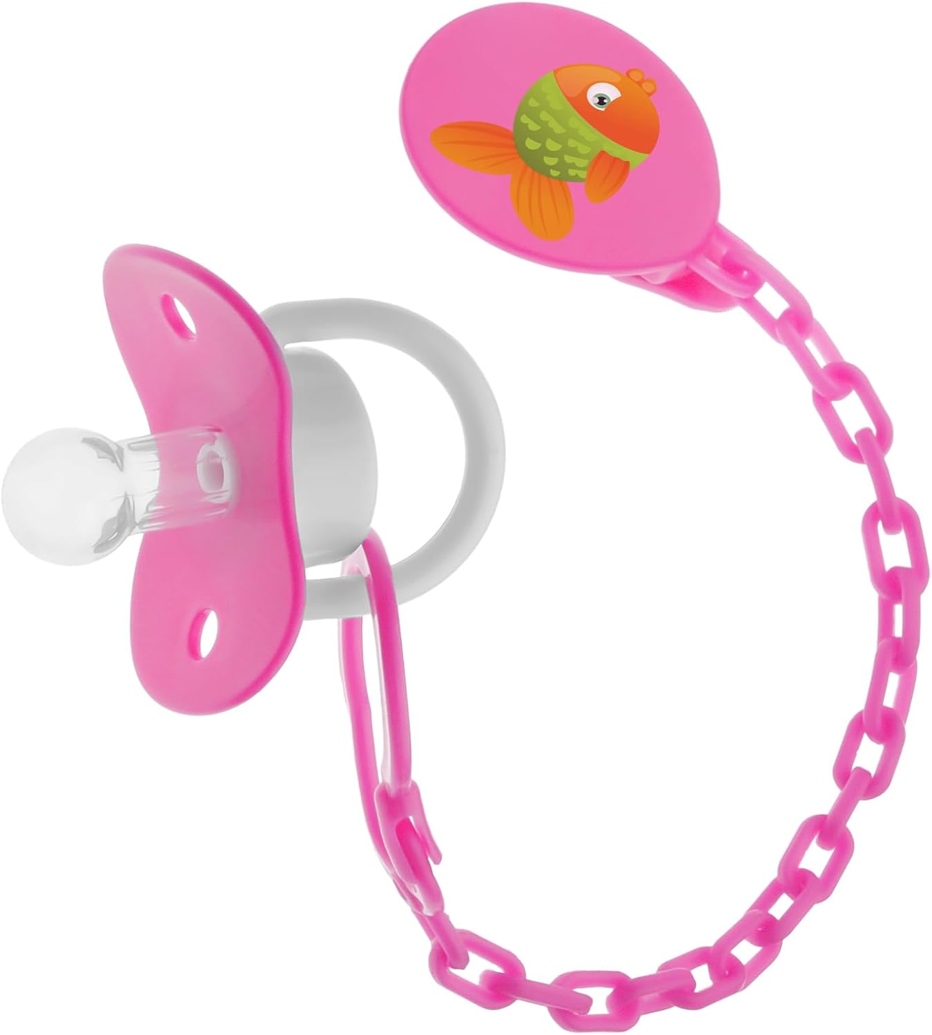 Bubbles Tatinah, Normal Soother With Chain for +6M - Pink