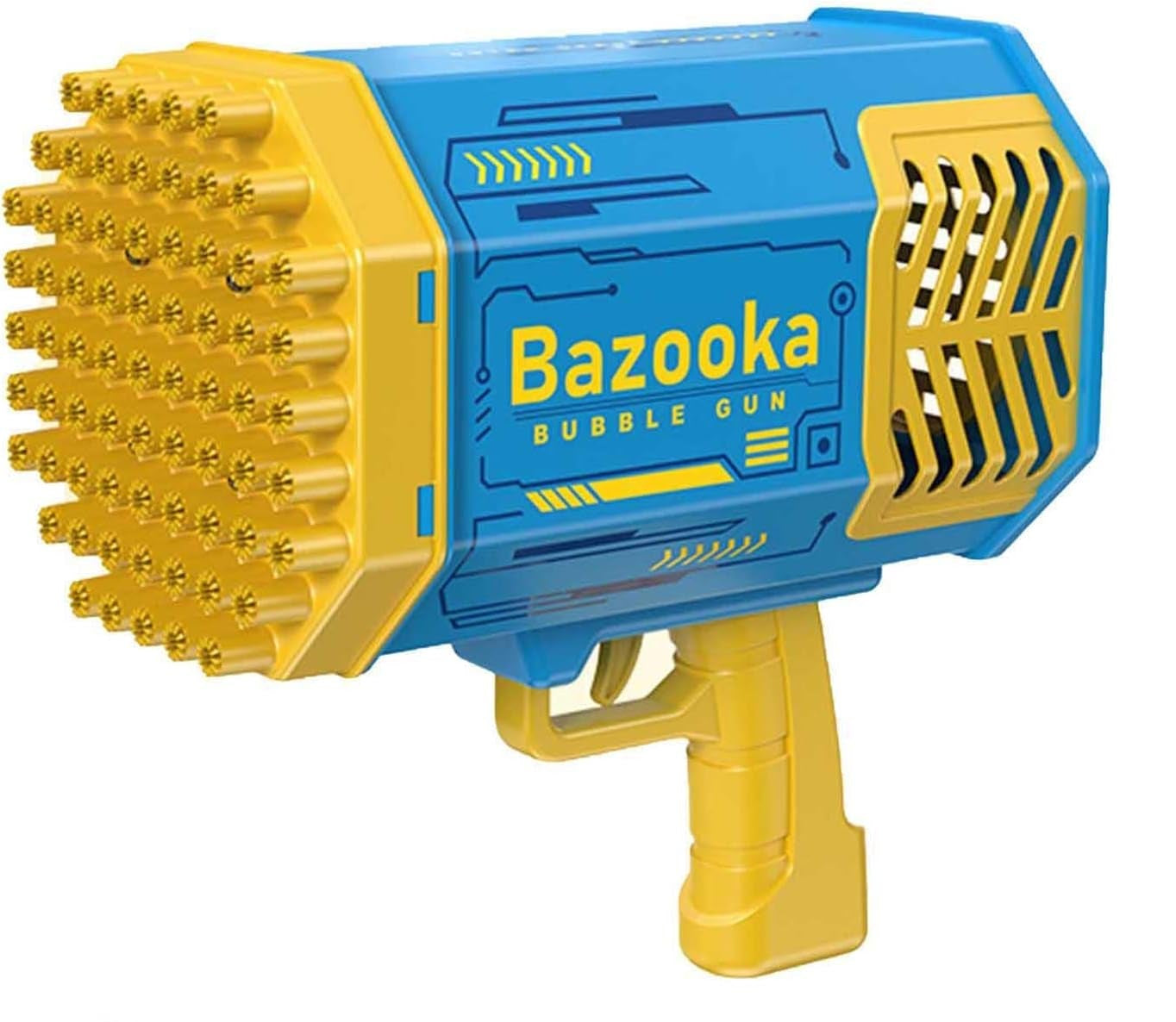 آلة فقاعات 69 حفرة، آلة فقاعات بازوكا مع ضوء LED وزجاجتين من سائل الفقاعات