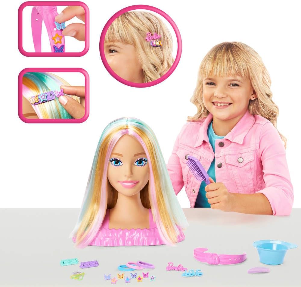 Barbie Doll Styling Head, Blonde Hair with 20+ Hair Styling Accessories Including Star & Butterfly Color Change Hair Clips