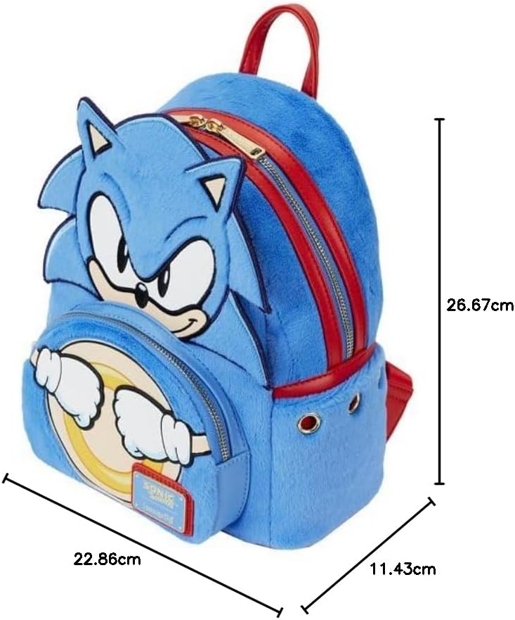 حقيبة ظهر صغيرة كلاسيكية من Funko Loungefly: حقيبة ظهر Sega Sonic The Hedgehog Cosplay من الرسوم المتحركة الكرتونية