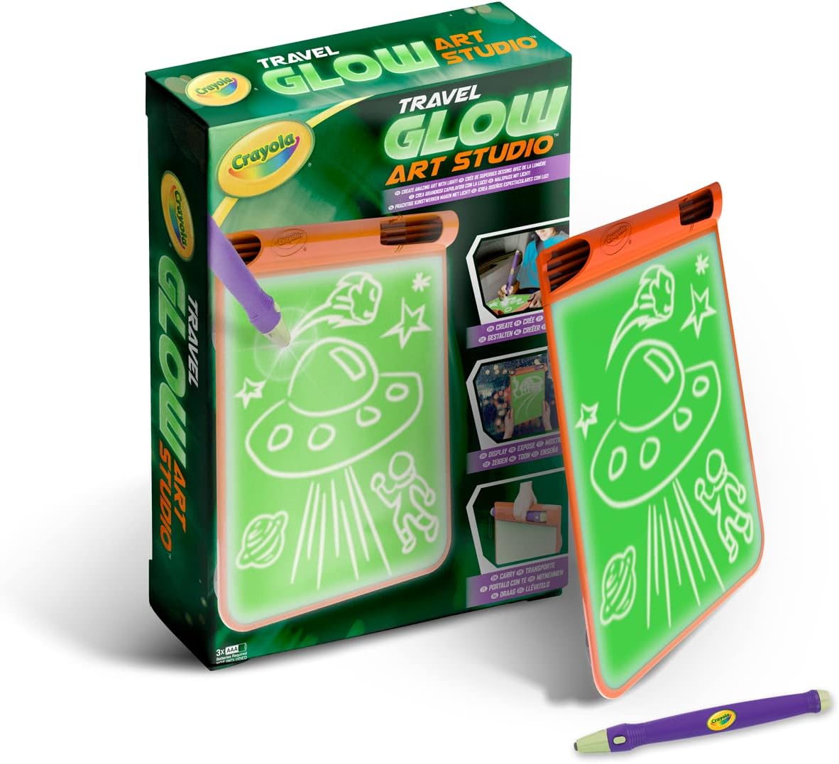 استوديو Crayola Travel Glow Art Studio، يتوهج في الظلام