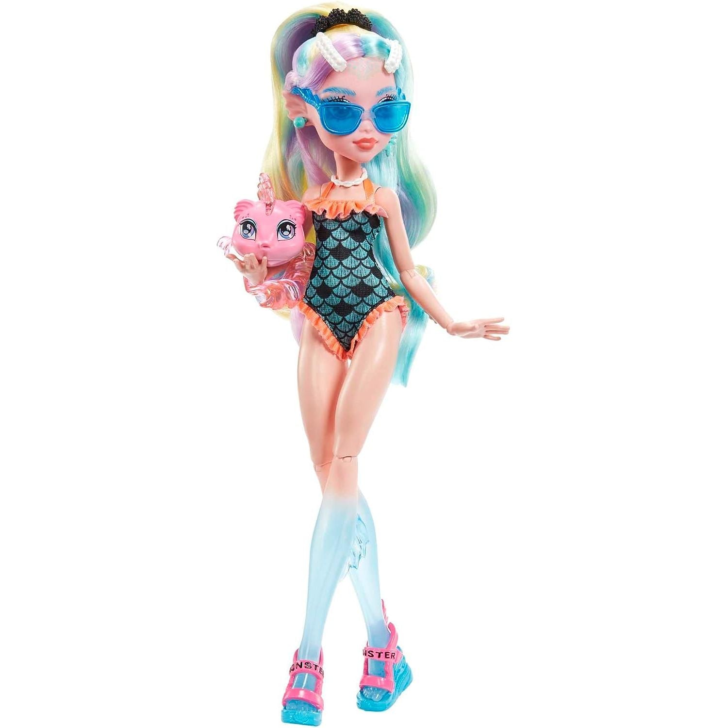 Mattel Monster High Lagoona Blue Fashion Doll with Colorful Streaked Hair, Signature Look, Accessories & Pet Piranha