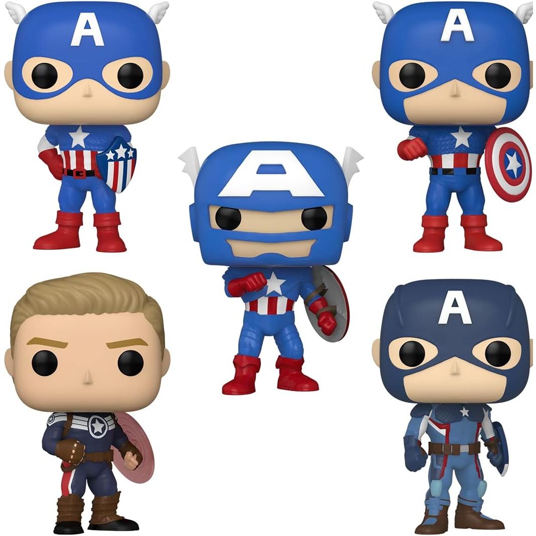 Funko Pop! Marvel Year of The Shield - Captain America Through The Ages 5 Pack, Amazon Exclusive